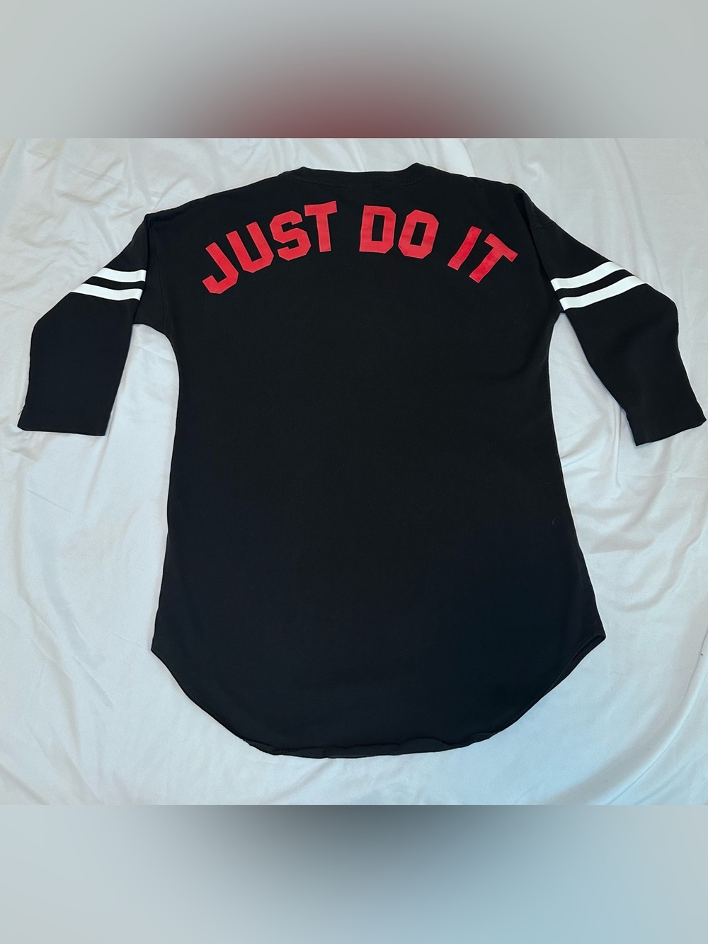 Nike Sportswear Just Do It 3/4 Sleeve Graphic Tee Black White Women’s Small